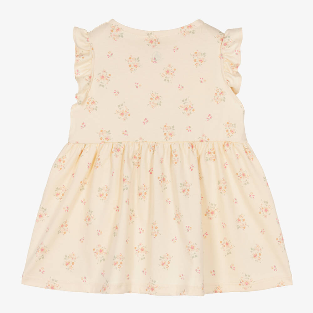 Petit Bateau-Baby Girls Ivory Cotton Floral Dress | Childrensalon Outlet
