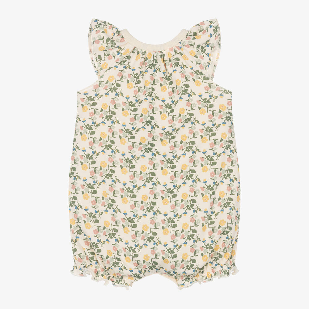 بتي باتو-تبّان قطن عضوي لون عاجي بطبعة ورود للمولودات | Childrensalon Outlet