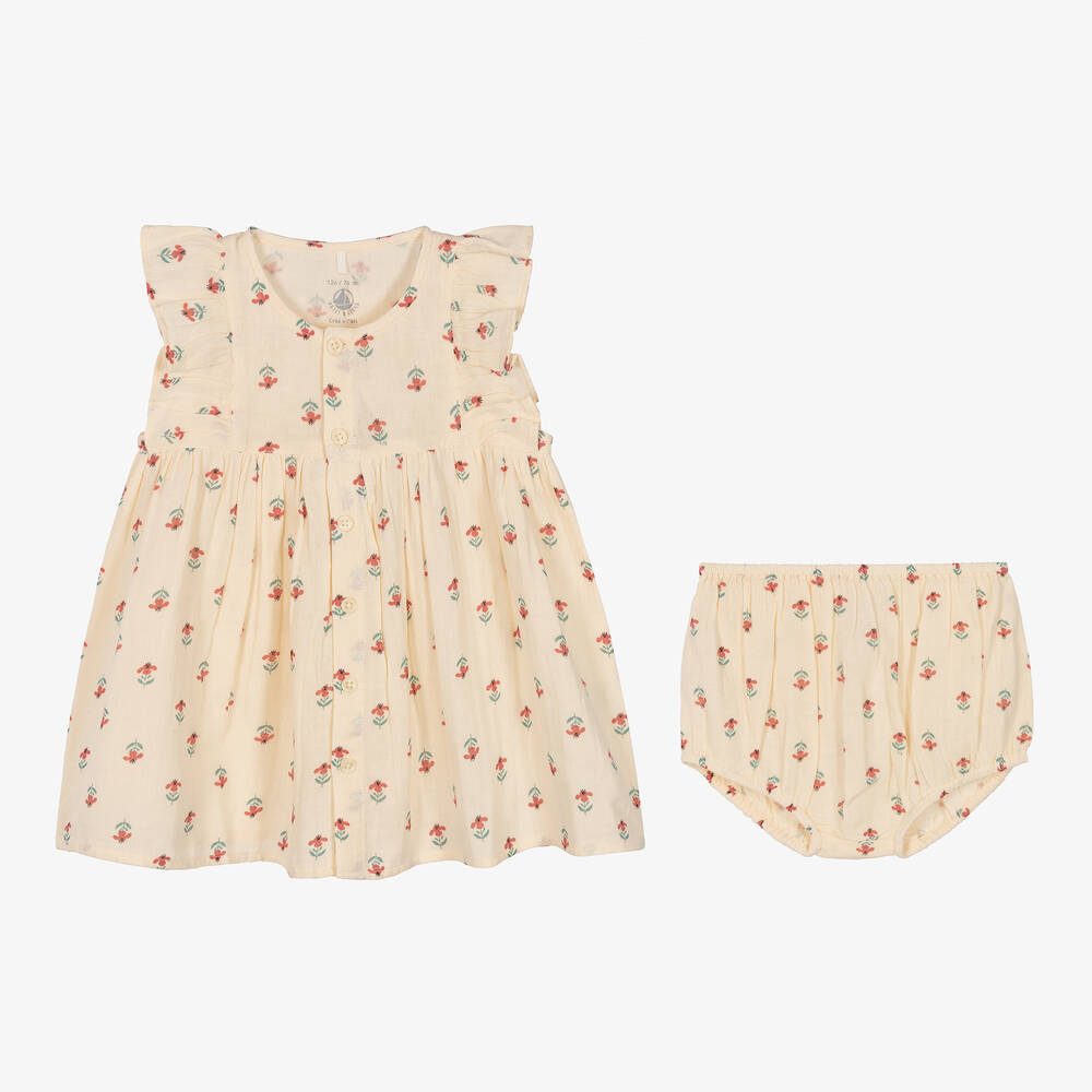 Petit Bateau-Кремовое платье из органического хлопка | Childrensalon Outlet
