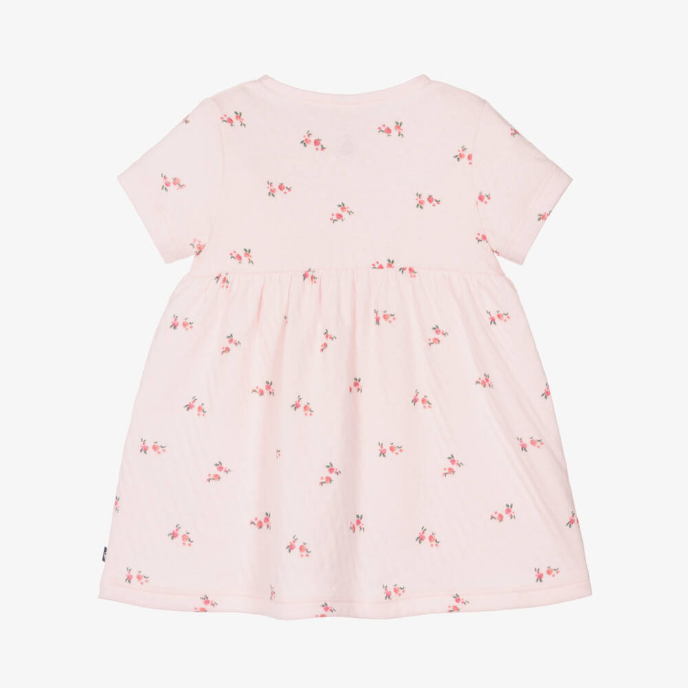 Petit Bateau-Baby Girls Pale Pink Pointelle Cotton Floral Dress Set | Childrensalon Outlet