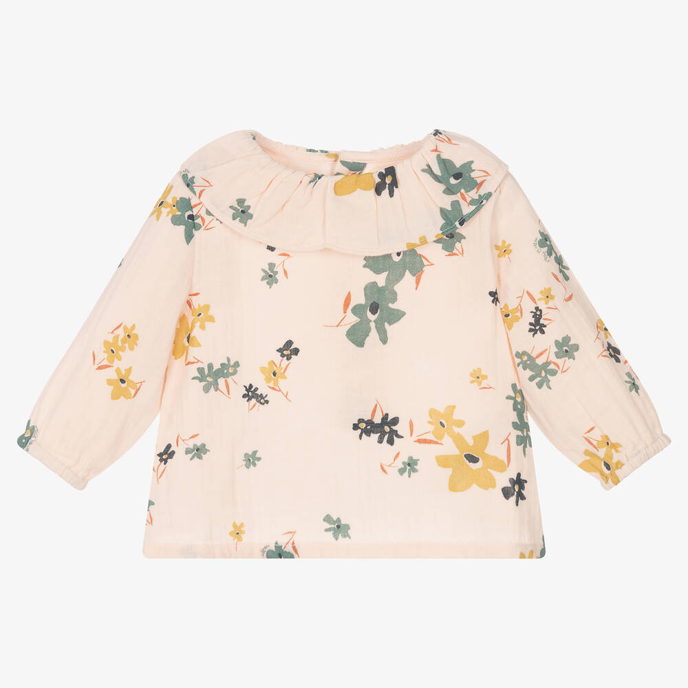 Petit Bateau - Розовая блузка с цветами для малышек | Childrensalon