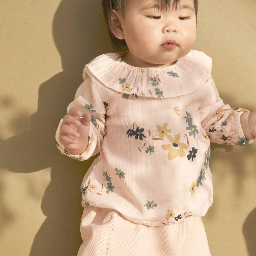 Petit Bateau-Розовая блузка с цветами для малышек | Childrensalon Outlet