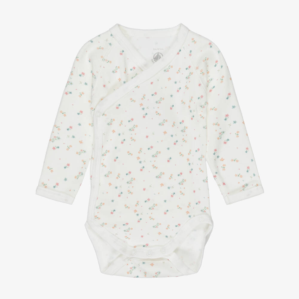 Petit Bateau-Baby Girls Pink & Ivory Cotton Bodysuits (5 Pack) | Childrensalon Outlet