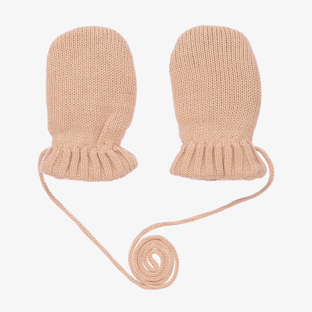 Petit Bateau Moufles roses en maille bebe fille Childrensalon Outlet