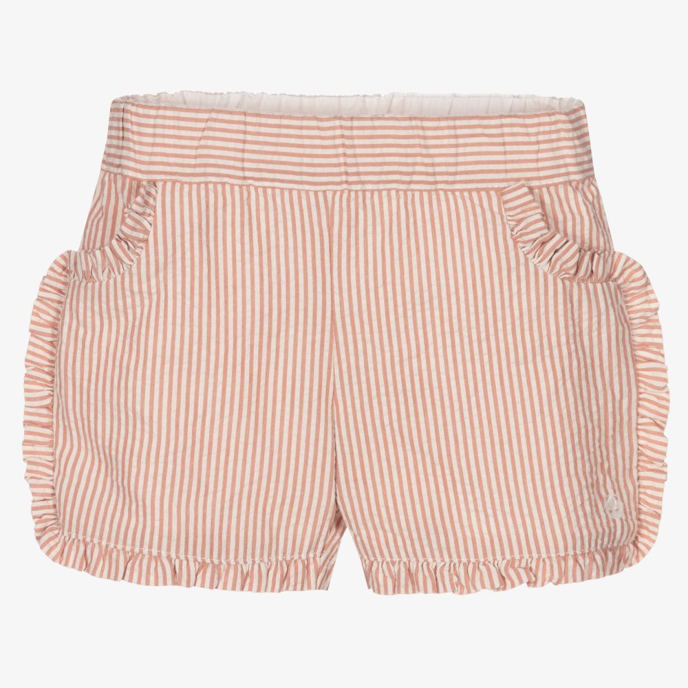 Petit Bateau Baby Girls Pink Striped Shorts Childrensalon Outlet