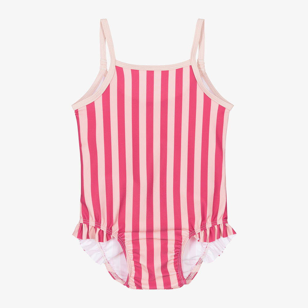 Baby Girls Pink Striped Swimsuit