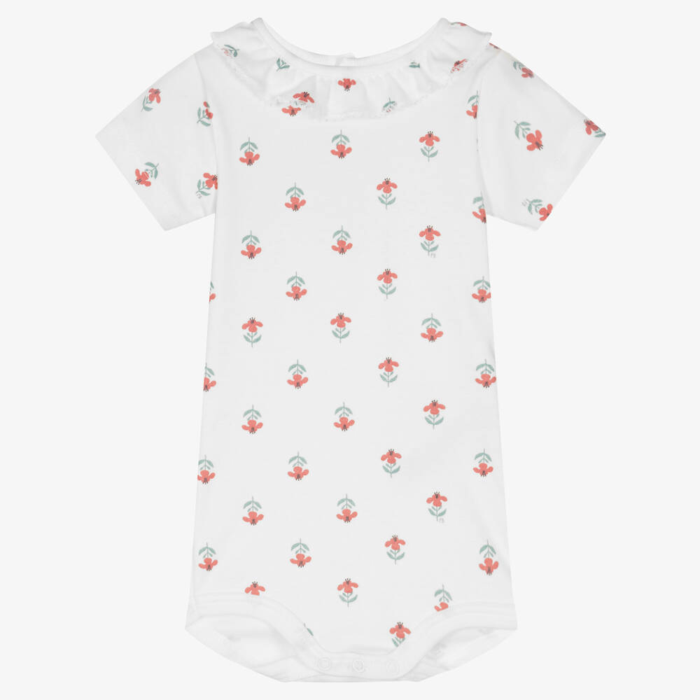 Petit Bateau - Body blanc en coton bébé fille | Childrensalon