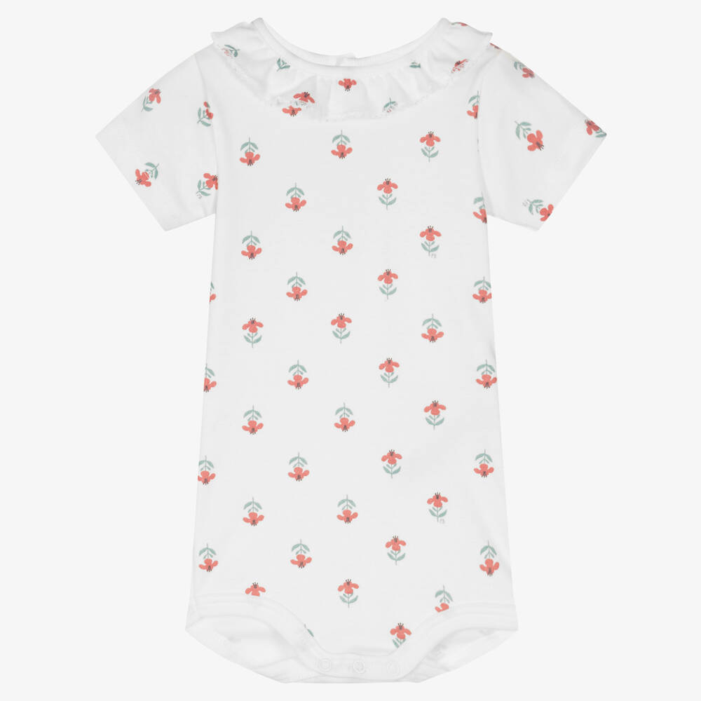 Petit Bateau - Baby Girls White Cotton Bodyvest | Childrensalon