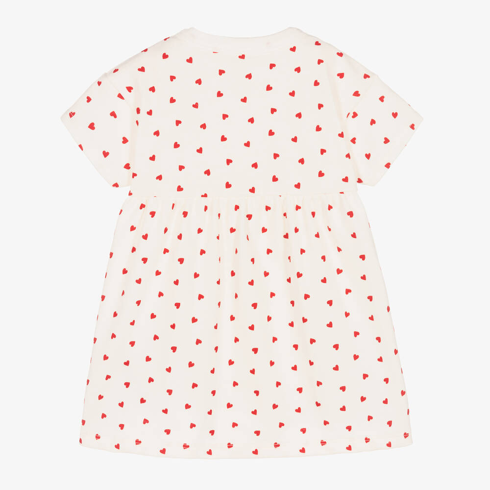 Petit Bateau-Baby Girls White & Red Heart Dress | Childrensalon Outlet