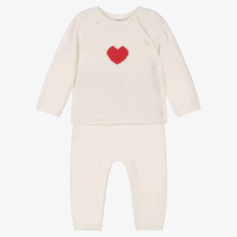 Petit Bateau-Baby Ivory Wool Knit Trousers Set | Childrensalon Outlet
