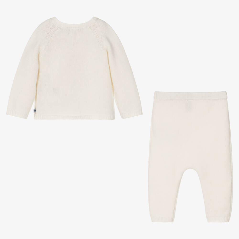 Petit Bateau-Baby Ivory Wool Knit Trousers Set | Childrensalon Outlet