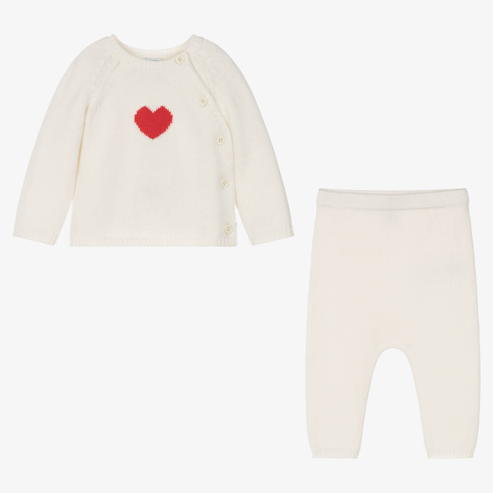 Petit Bateau-Baby Ivory Wool Knit Trousers Set | Childrensalon Outlet