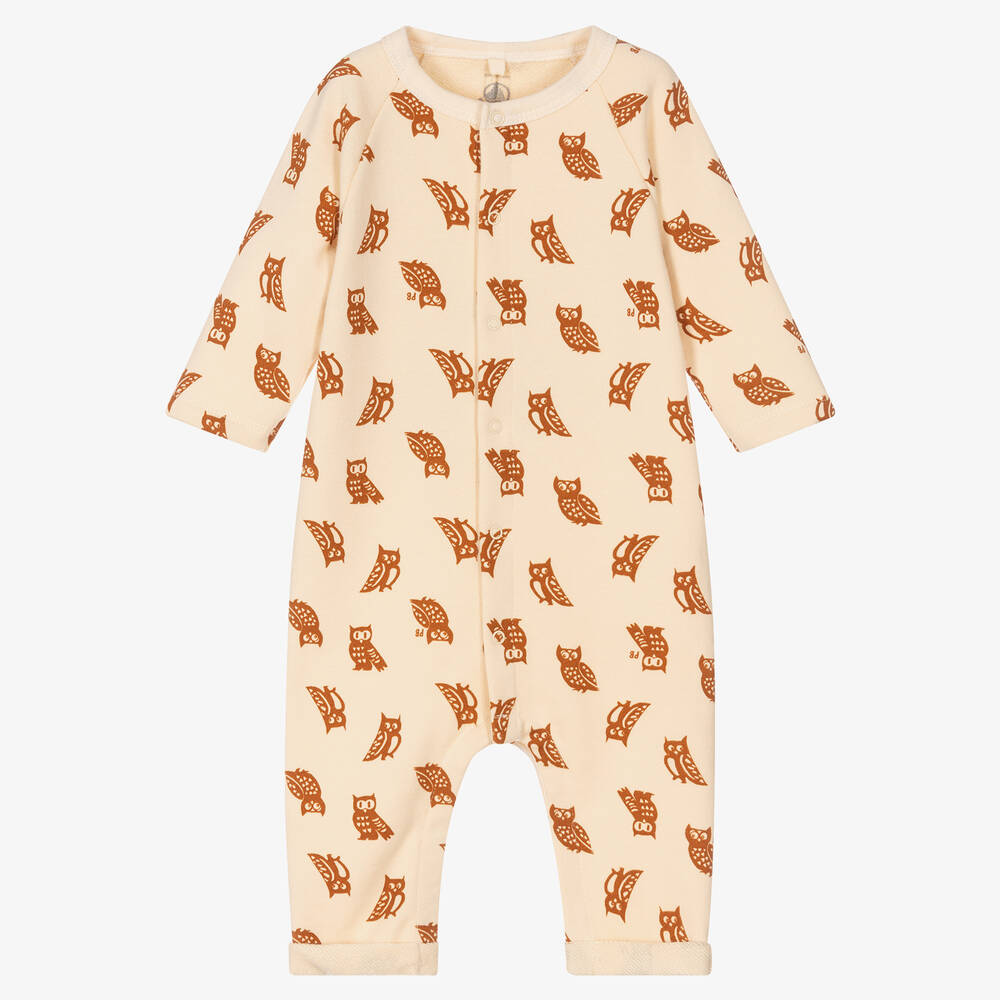 Petit Bateau - Beiger Baumwollstrampler mit Print | Childrensalon