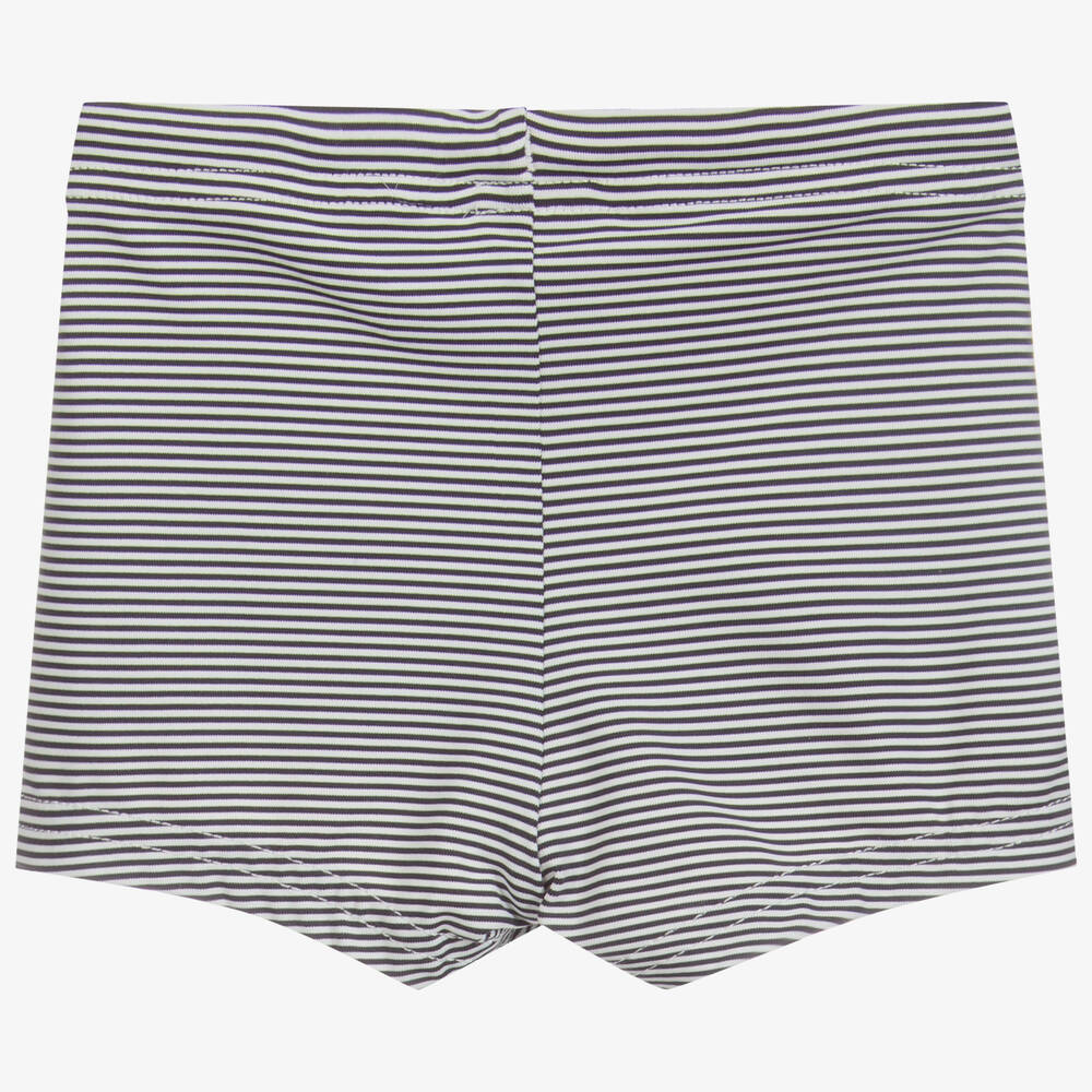 Petit Bateau-شورت سباحة أطفال ولادي لون كحلي وأبيض | Childrensalon Outlet