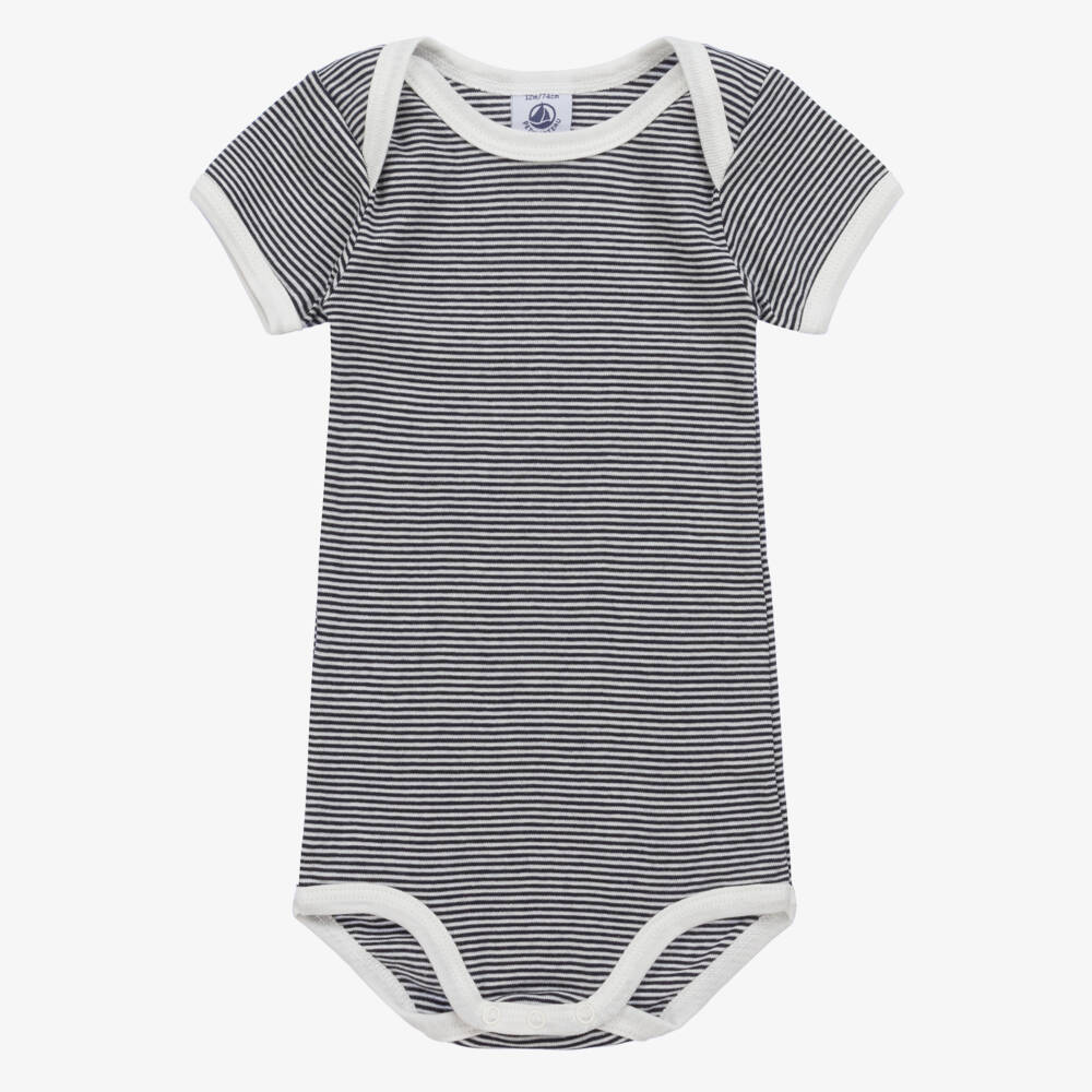 Petit Bateau-Blue Cotton Bodyvests (3 Pack) | Childrensalon Outlet