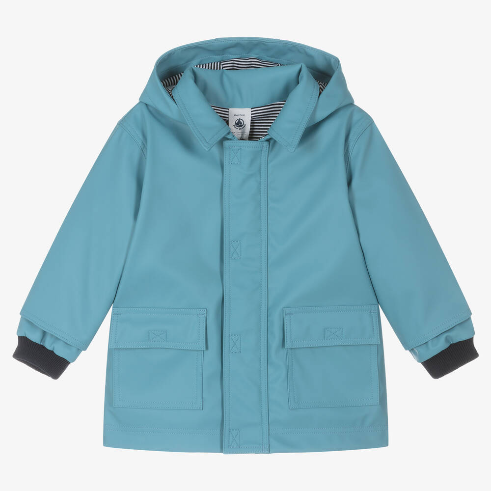 Petit Bateau - Blue Hooded Raincoat | Childrensalon