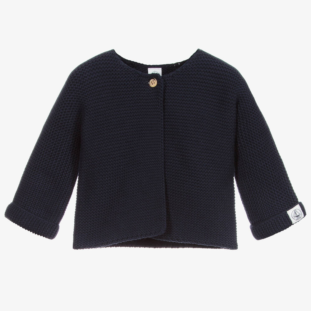 Petit Bateau-Blue Knitted Baby Cardigan | Childrensalon Outlet