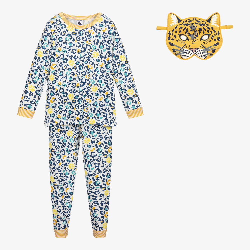 Petit Bateau - Blue Leopard Pyjamas & Mask | Childrensalon