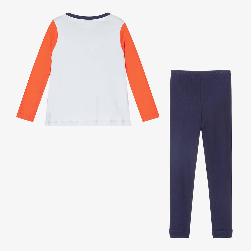 Petit Bateau-Оранжево-синяя пижама с волком | Childrensalon Outlet