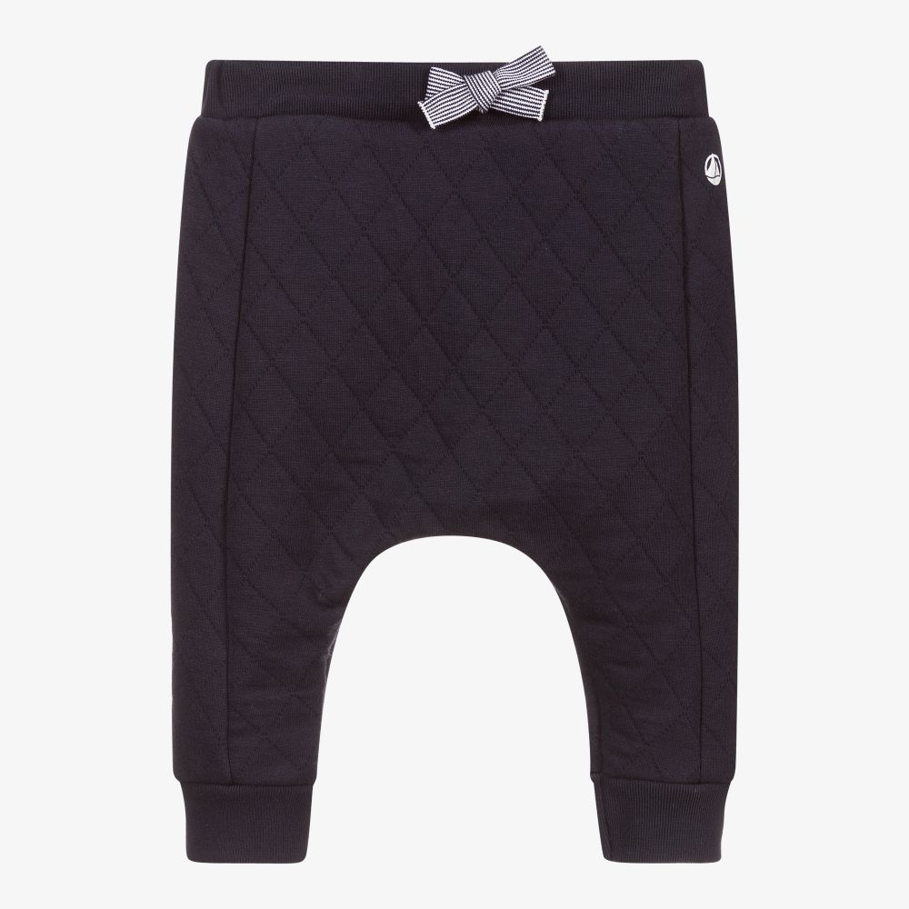 Petit Bateau - Blue Quilted Jersey Trousers | Childrensalon