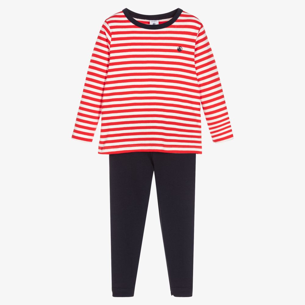 Petit Bateau - Красно-синяя пижама в полоску | Childrensalon
