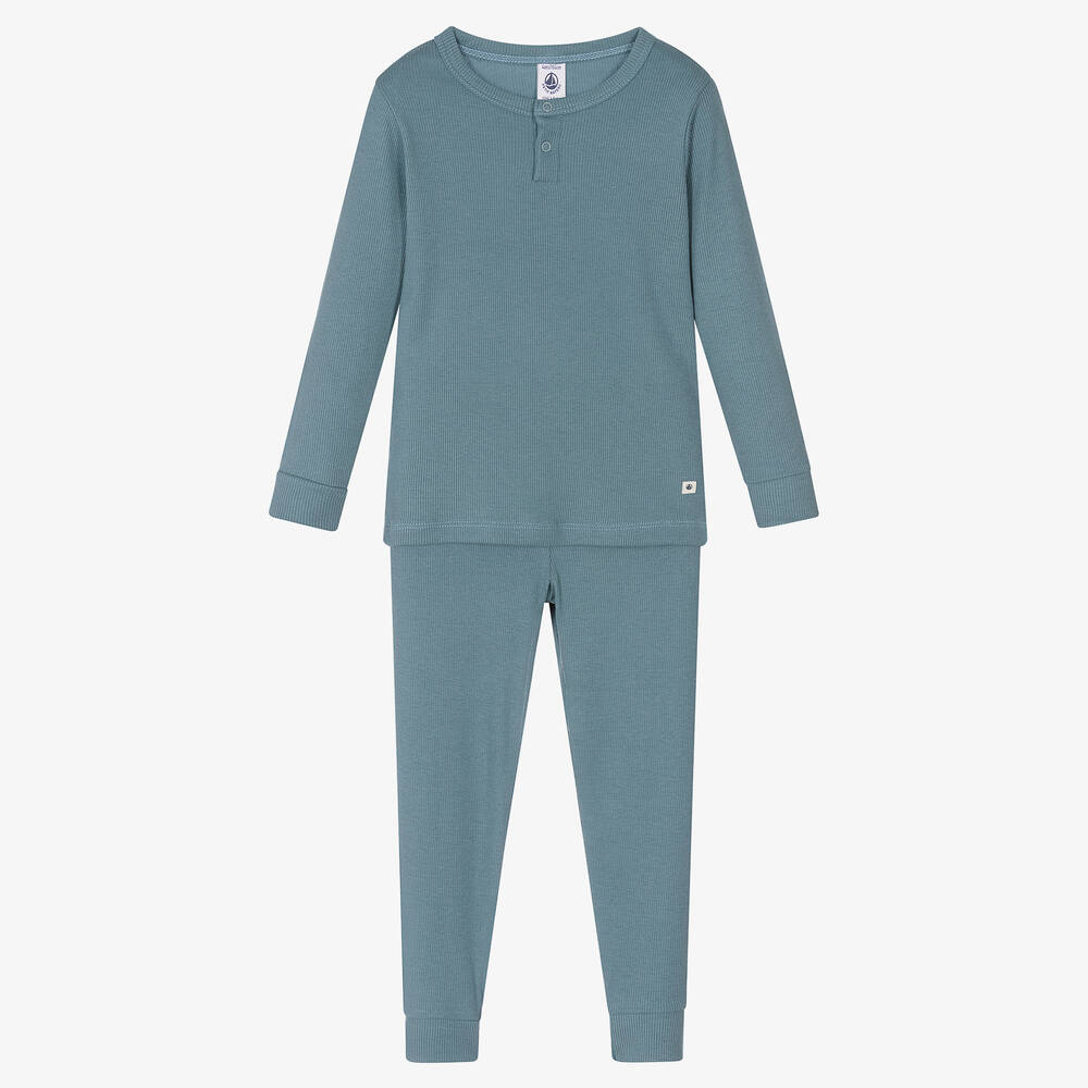 Petit Bateau - Blue Ribbed Pyjamas | Childrensalon