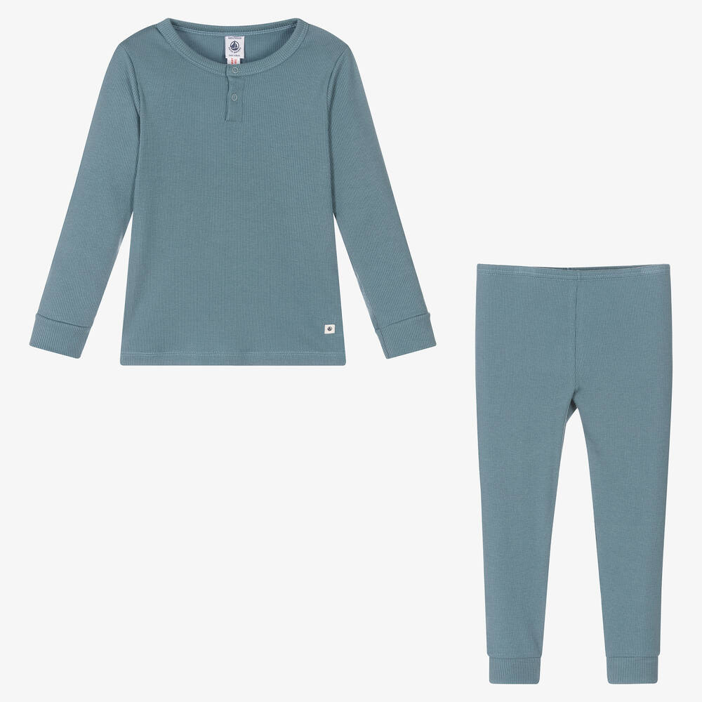 Petit Bateau-Голубая пижама в рубчик | Childrensalon Outlet