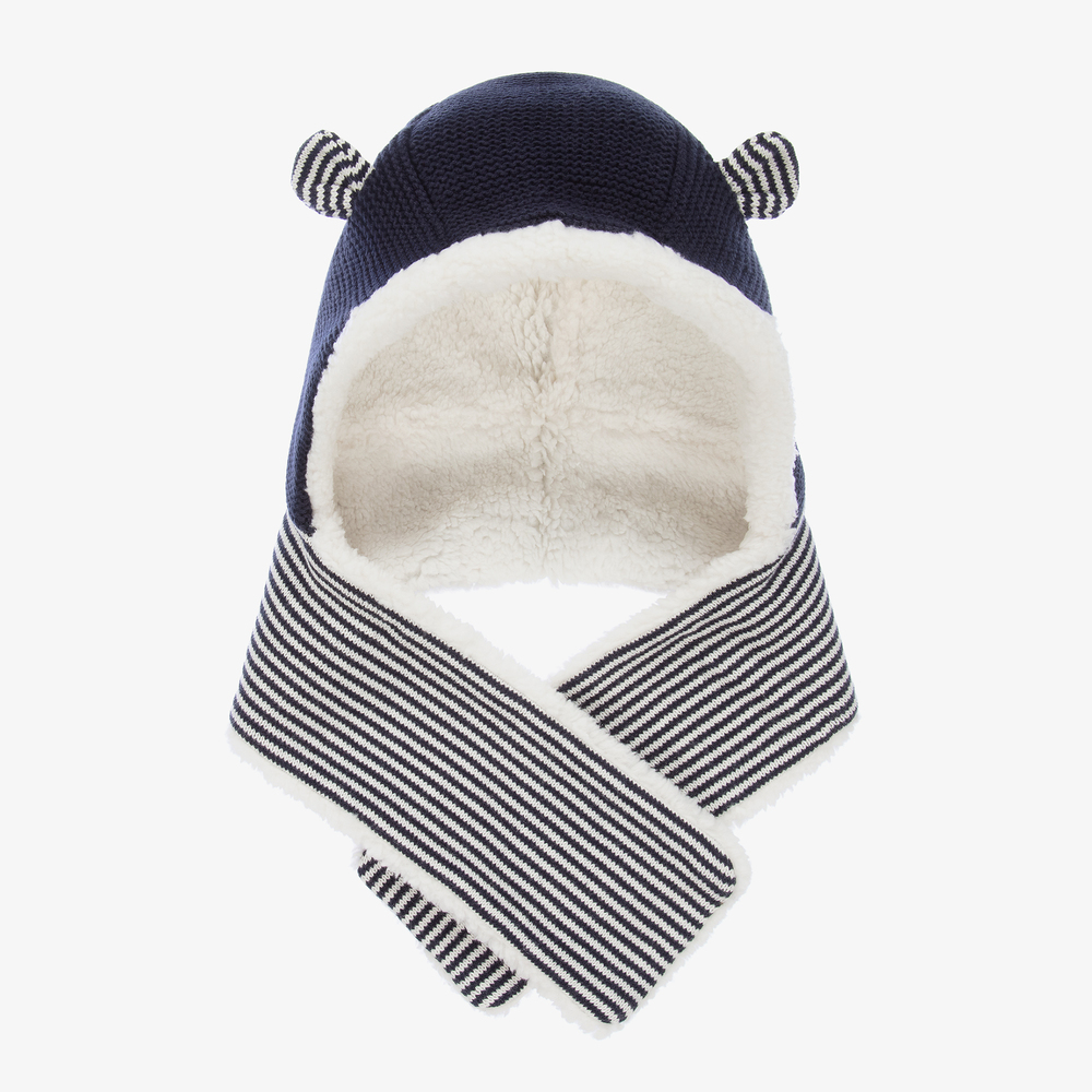 Petit Bateau - Blue Striped Hat & Scarf | Childrensalon