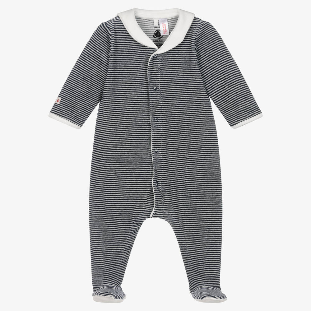 Petit Bateau - Dors-bien bleu et blanc Milleraise  | Childrensalon