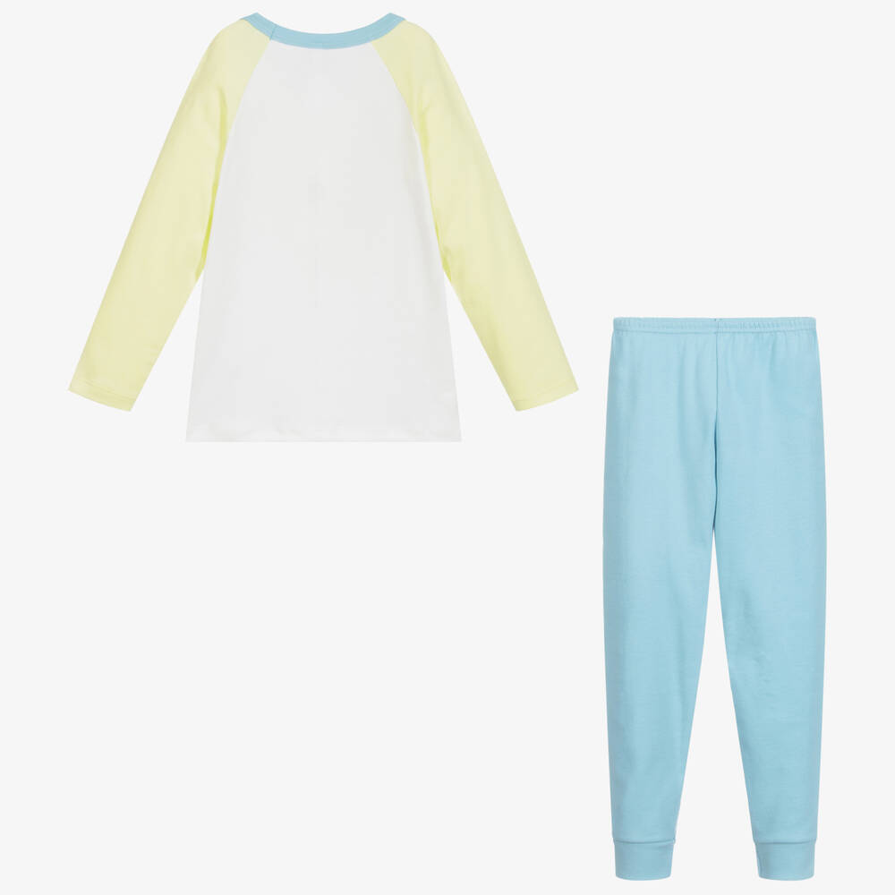 Petit Bateau-بيجاما قطن لون أزرق، أصفر وأبيض للأولاد | Childrensalon Outlet
