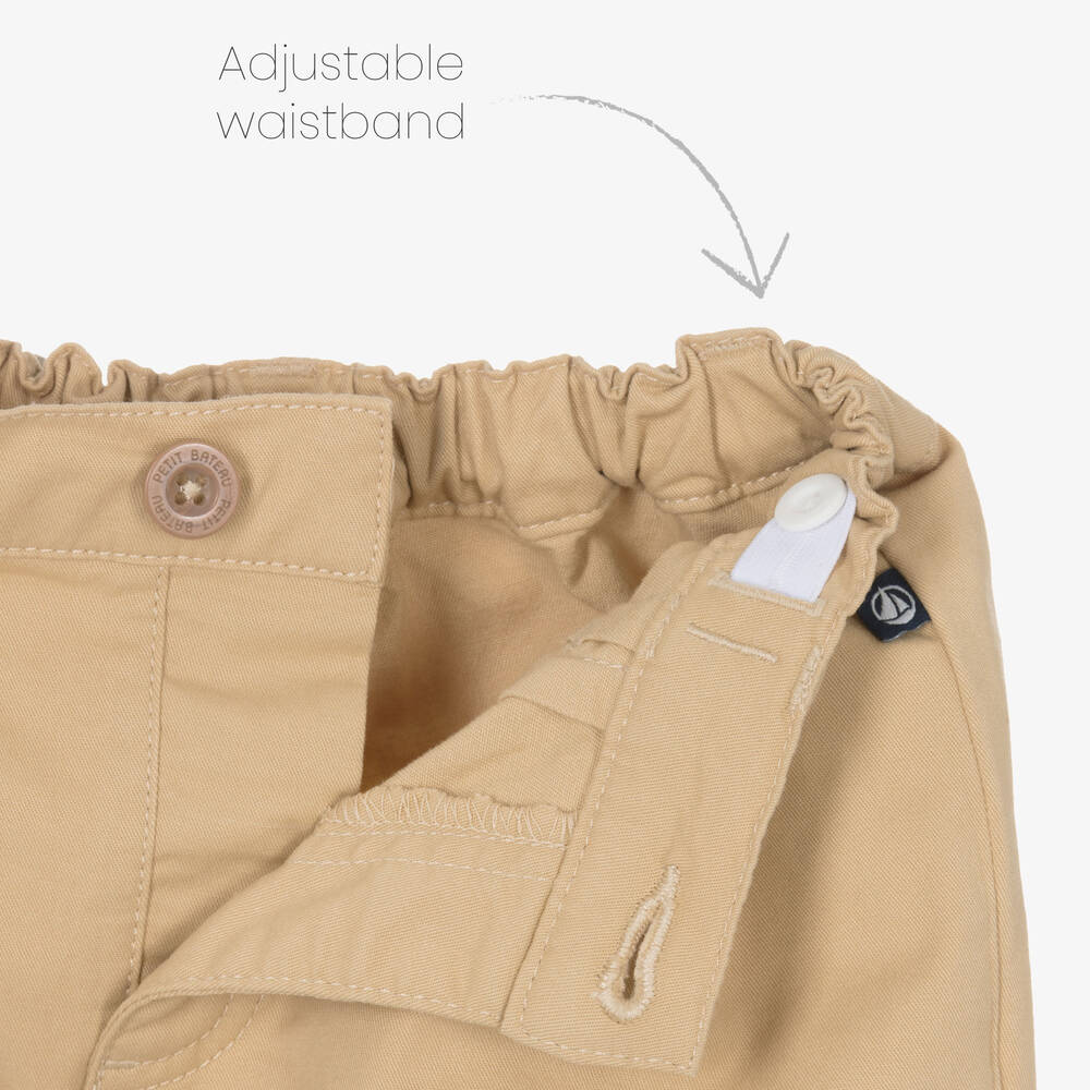 Petit Bateau-Boys Beige Cotton Twill Trousers | Childrensalon Outlet