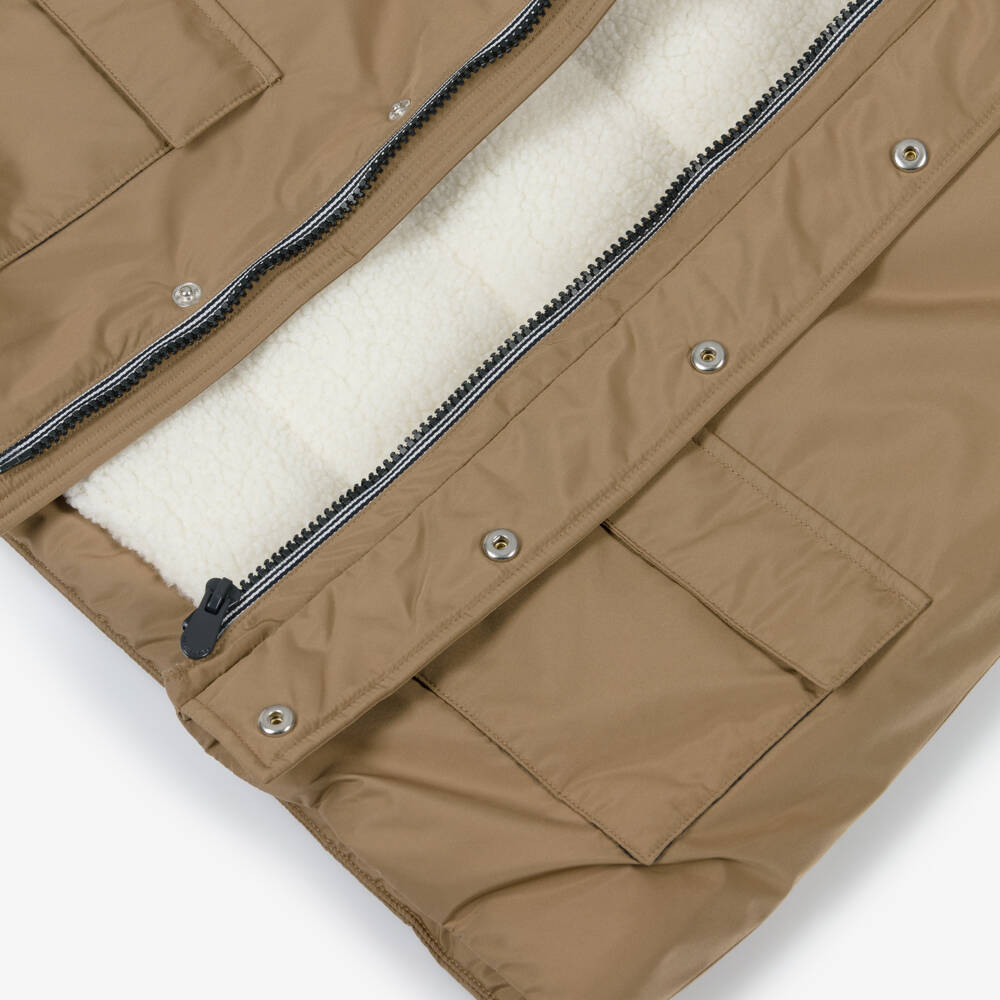 Petit Bateau-Boys Beige Hooded Parka Coat | Childrensalon Outlet