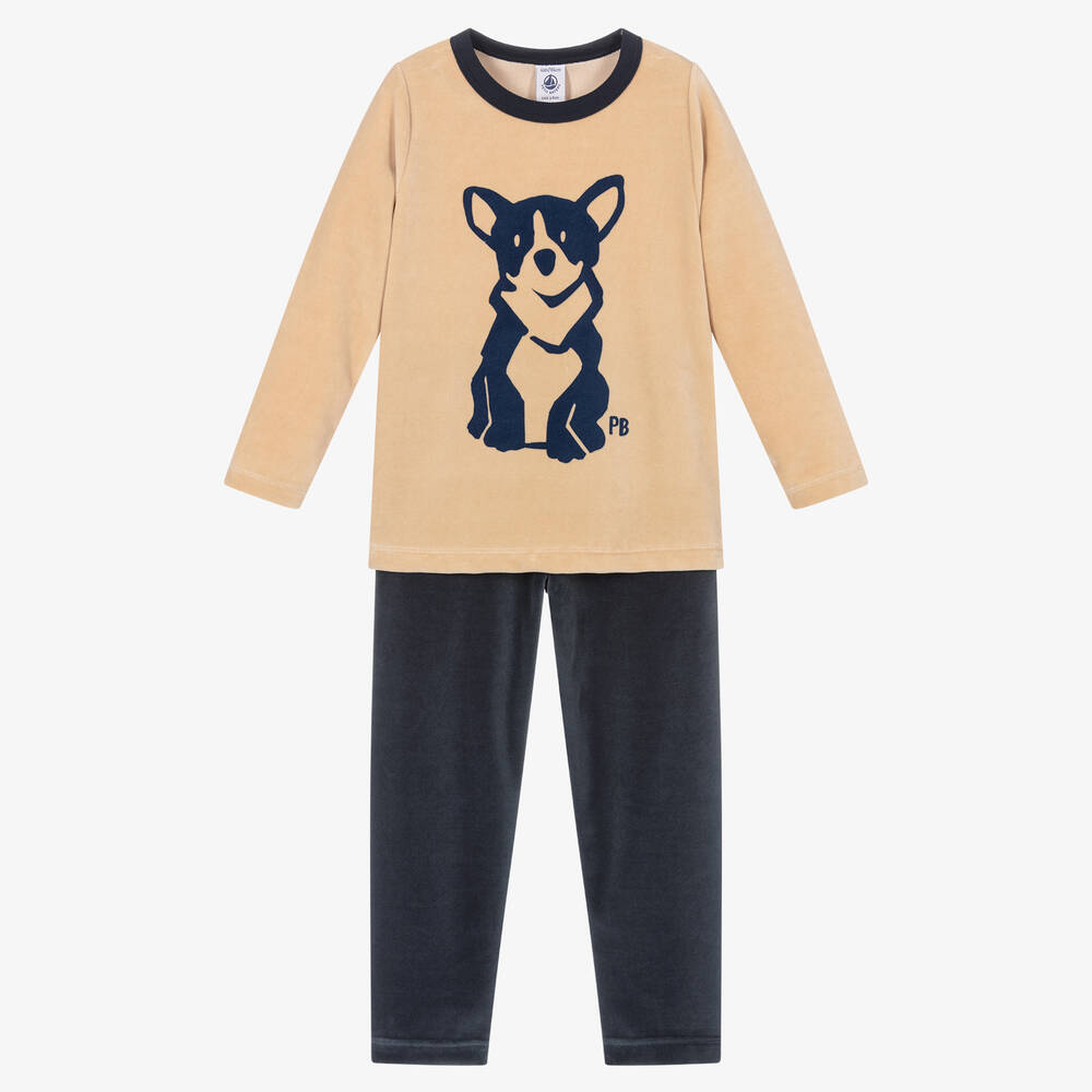 Boys Beige Velour Pyjamas