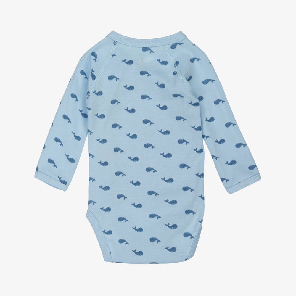 Petit Bateau-Boys Blue Cotton Bodysuit Set | Childrensalon Outlet