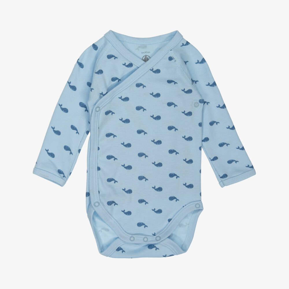 Petit Bateau-Boys Blue Cotton Bodysuit Set | Childrensalon Outlet