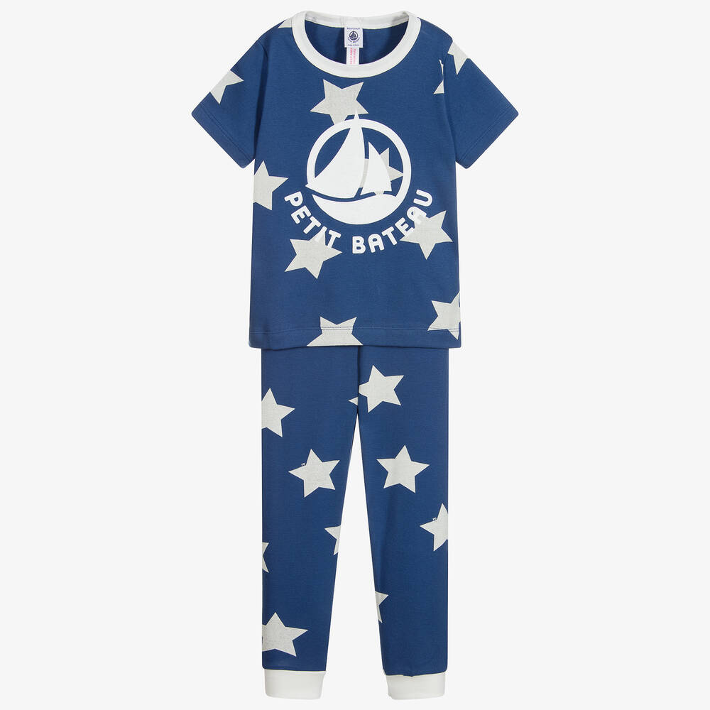Petit Bateau-Boys Blue Cotton Pyjamas | Childrensalon Outlet