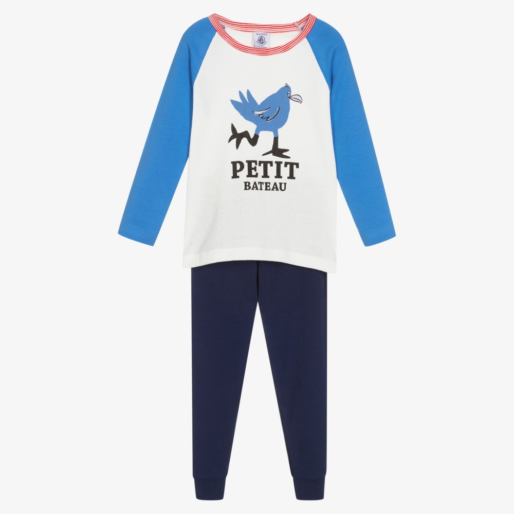 Petit Bateau - Blauer Baumwollschlafanzug (J) | Childrensalon