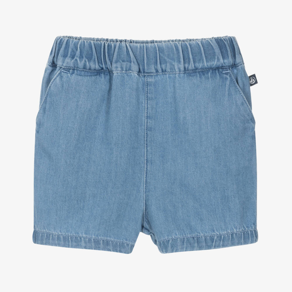 Petit Bateau-Boys Blue Denim Elasticated Waist Shorts | Childrensalon Outlet