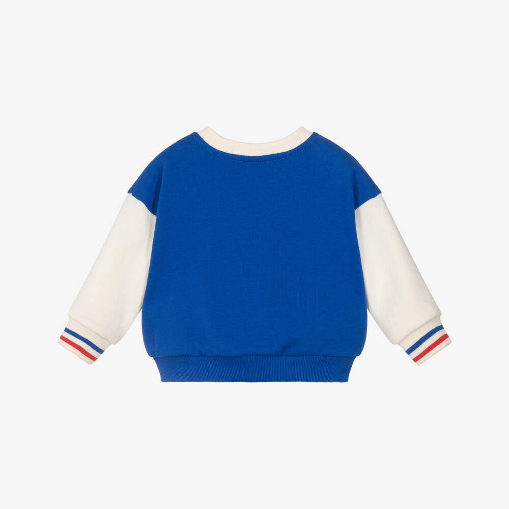 Petit Bateau-Boys Blue & Ivory Colourblock Baseball Jacket | Childrensalon Outlet