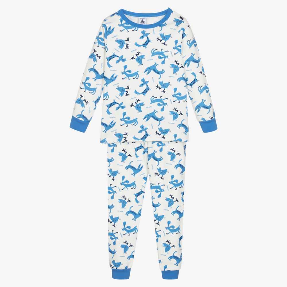 Petit Bateau - Boys Blue & Ivory Pyjamas | Childrensalon