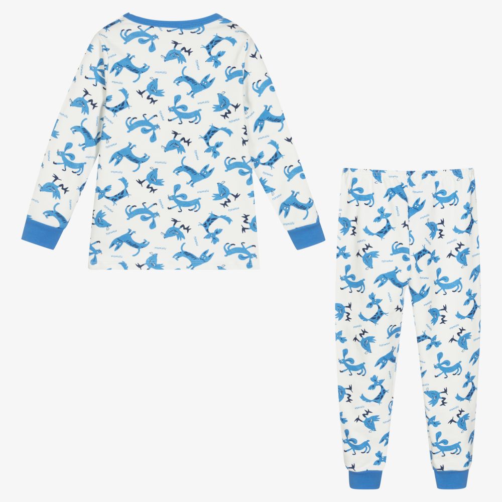 Petit Bateau-بيجاما قطن جيرسي لون أزرق وعاجي للأولاد | Childrensalon Outlet