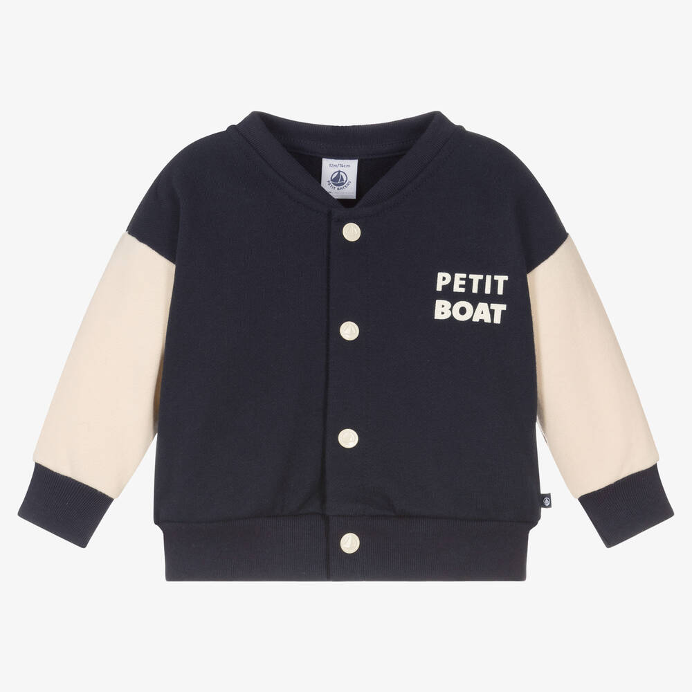 Petit Bateau-جاكيت أطفال ولادي قطن عضوي لون كحلي | Childrensalon Outlet