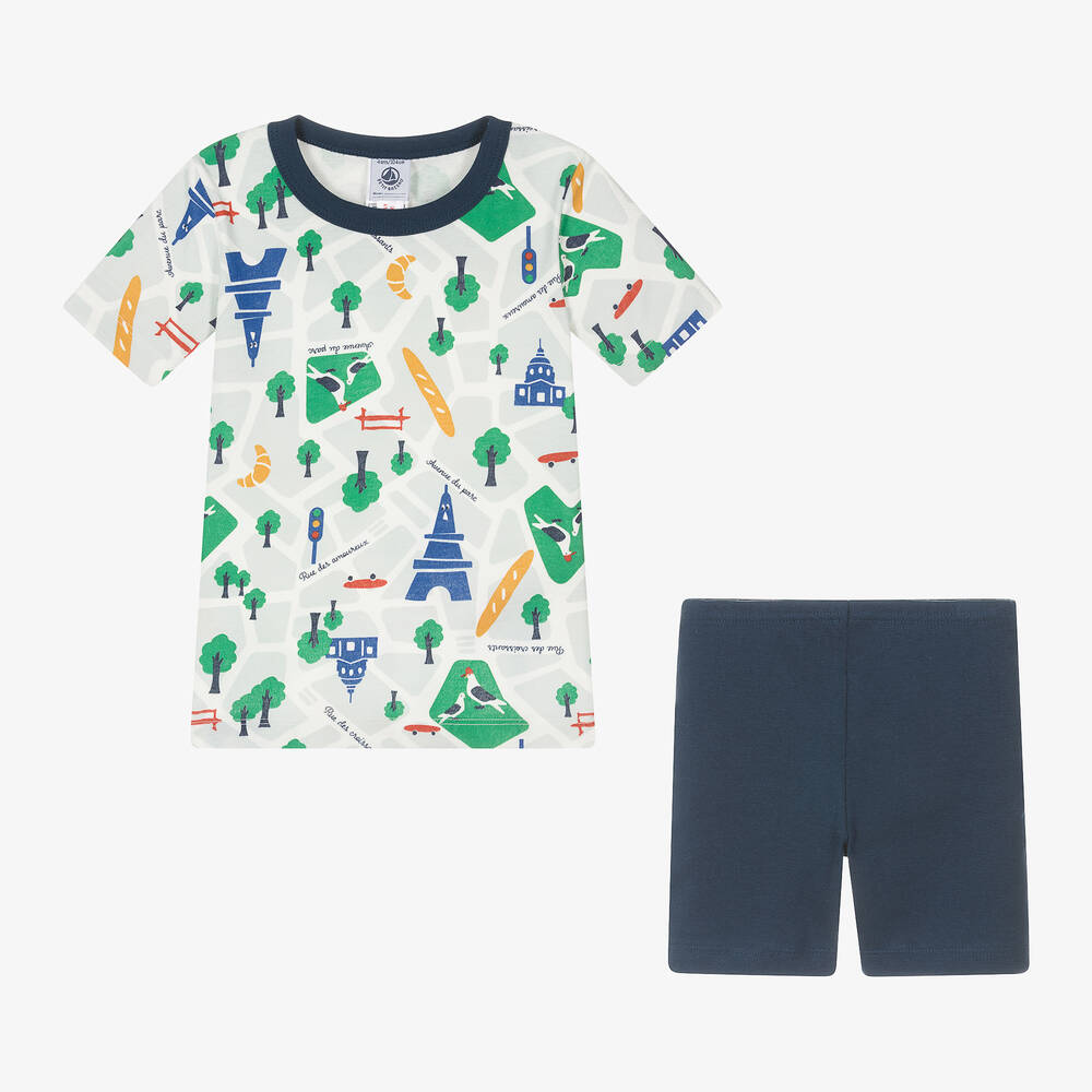 Petit Bateau-Boys Blue Organic Cotton Paris Pyjamas | Childrensalon Outlet