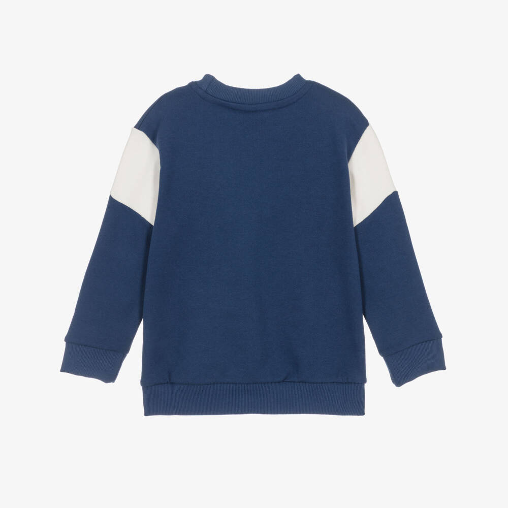 Petit Bateau-Boys Blue Organic Cotton Sweatshirt with Varsity Style Logo | Childrensalon Outlet