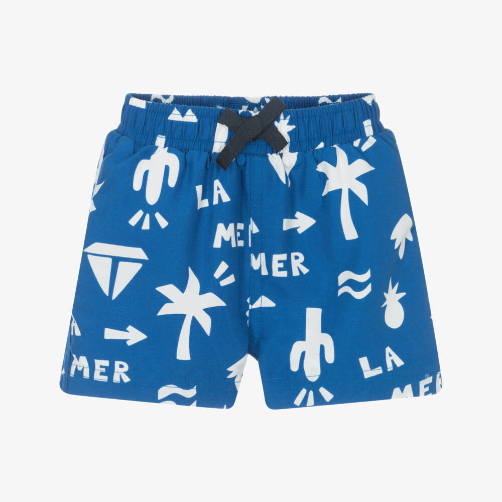 Petit Bateau-Boys Blue Seaside Graphic Swim Shorts  | Childrensalon Outlet