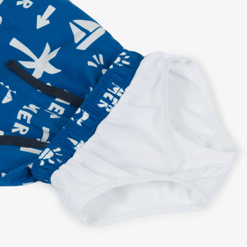 بتي باتو-شورت سباحة بطبعة جرافيك لون أزرق للأولاد | Childrensalon Outlet