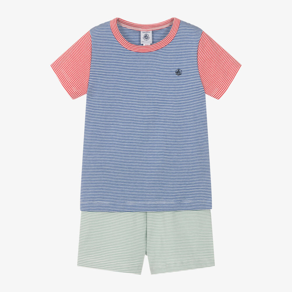 Petit Bateau-Boys Blue Stripe Pyjama Set | Childrensalon Outlet
