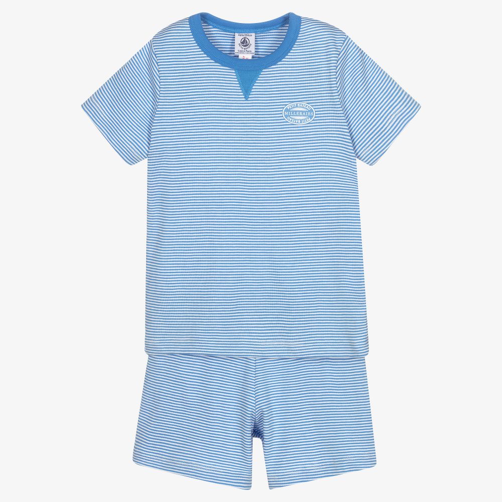 Petit Bateau - Boys Blue Stripe Pyjamas | Childrensalon