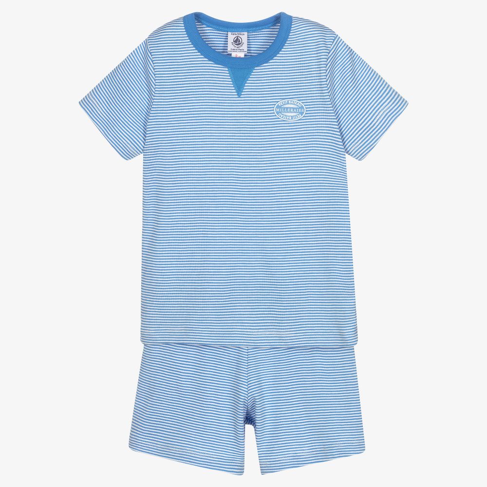 Petit Bateau - Blau gestreifter Schlafanzug (J) | Childrensalon