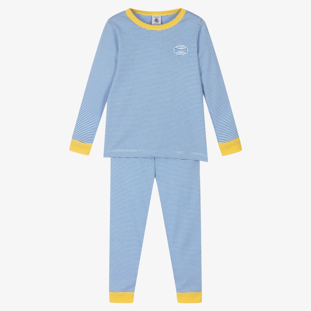 Petit Bateau - Blau gestreifter Schlafanzug (J) | Childrensalon